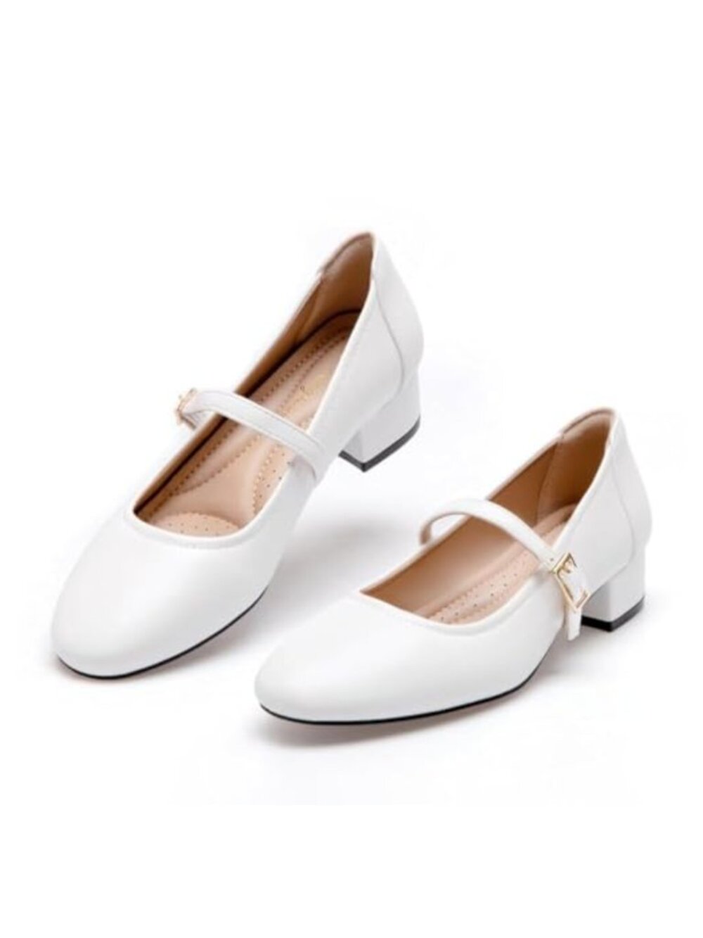 Mary Jane Pumps Low Heel 2 Inch Chunky Block Heel Round Toe Ankle Strap Dress